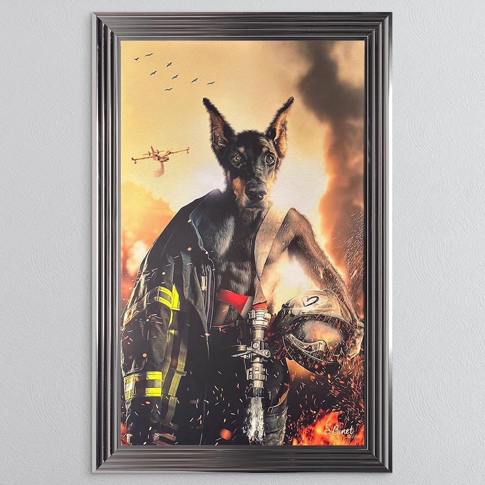Firefighter Dog Framed Wall Art