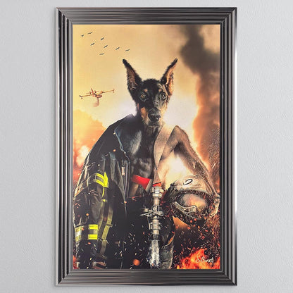 Firefighter Dog Framed Wall Art
