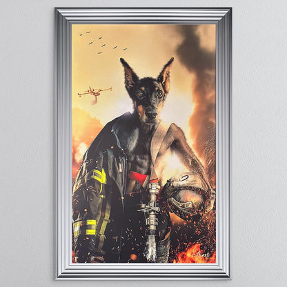Firefighter Dog Framed Wall Art
