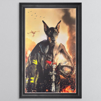 Firefighter Dog Framed Wall Art