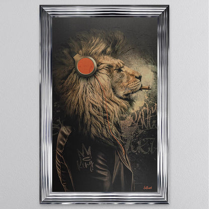 Headphone Lion Framed Wall Art