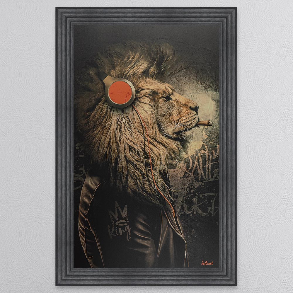 Headphone Lion Framed Wall Art