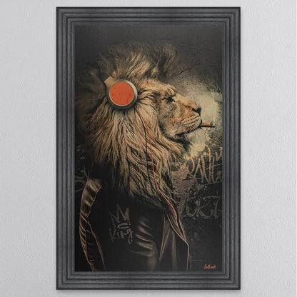 Headphone Lion Framed Wall Art