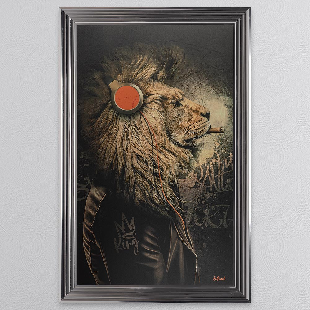 Headphone Lion Framed Wall Art