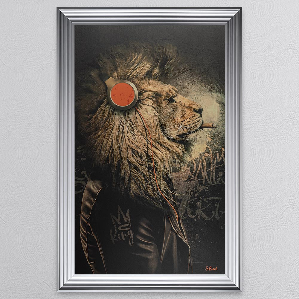 Headphone Lion Framed Wall Art