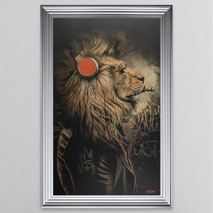 Headphone Lion Framed Wall Art