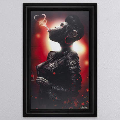 Red Female Punk Monkey Framed Wall Art