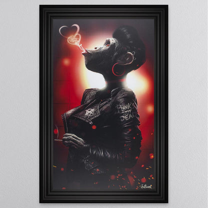 Red Female Punk Monkey Framed Wall Art