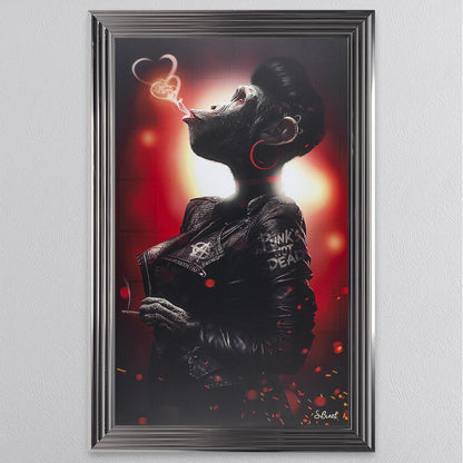 Red Female Punk Monkey Framed Wall Art