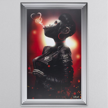Red Female Punk Monkey Framed Wall Art