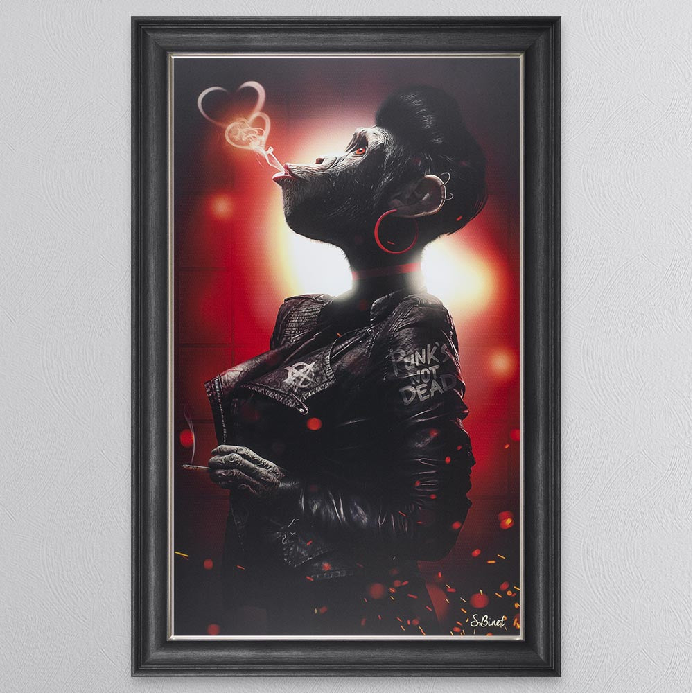 Red Female Punk Monkey Framed Wall Art