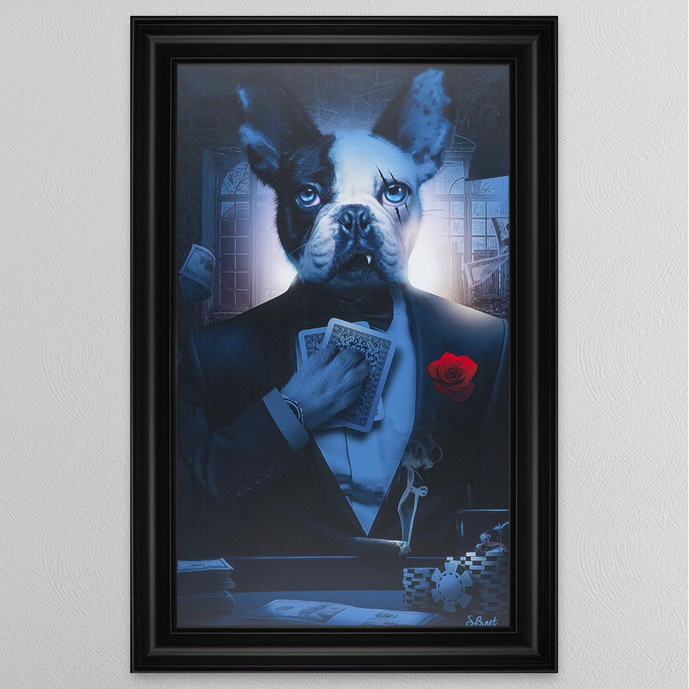 Rose Frenchie Framed Wall Art