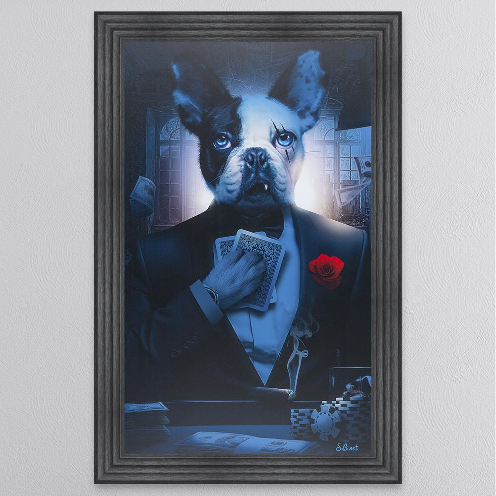 Rose Frenchie Framed Wall Art