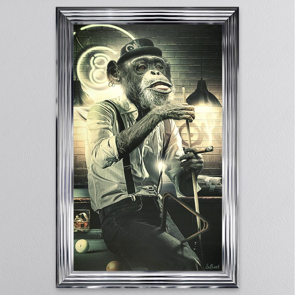 Snooker Monkey Framed Wall Art