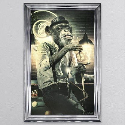 Snooker Monkey Framed Wall Art