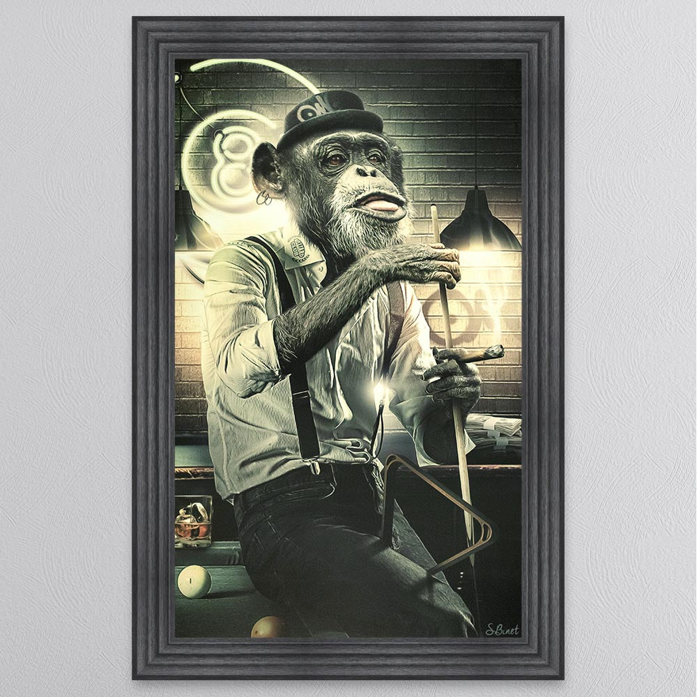 Snooker Monkey Framed Wall Art
