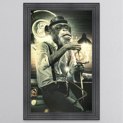 Snooker Monkey Framed Wall Art