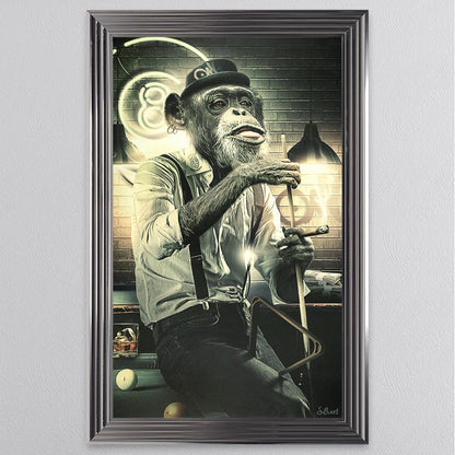 Snooker Monkey Framed Wall Art
