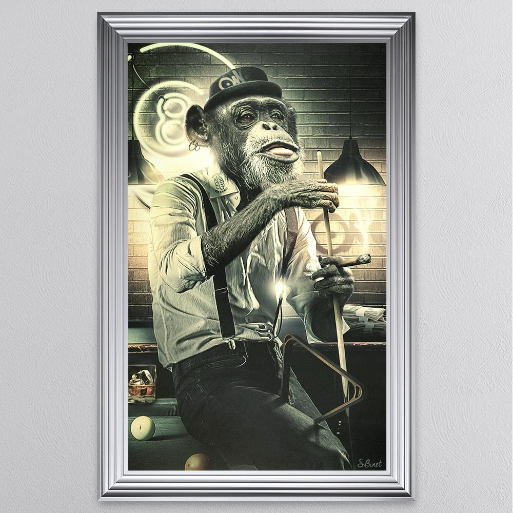 Snooker Monkey Framed Wall Art