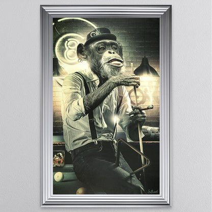 Snooker Monkey Framed Wall Art