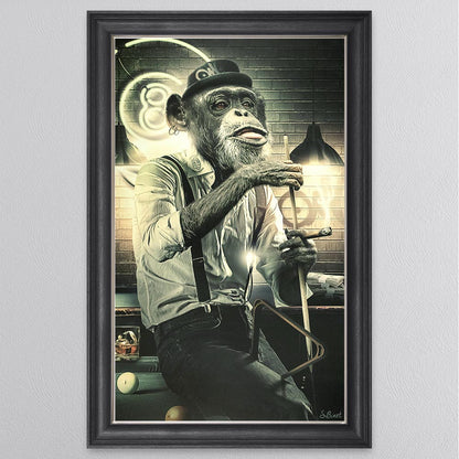 Snooker Monkey Framed Wall Art