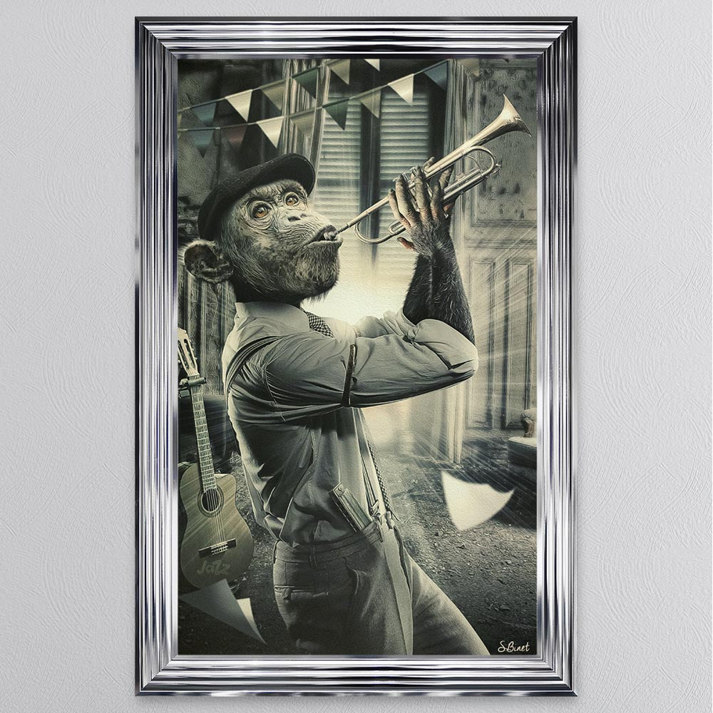 Trumpet Monkey Framed Wall Art