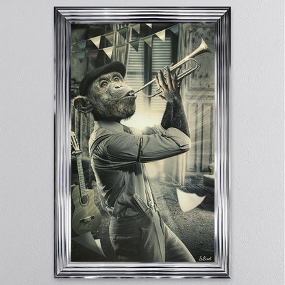 Trumpet Monkey Framed Wall Art