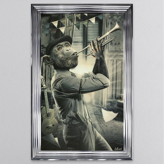 Trumpet Monkey Framed Wall Art