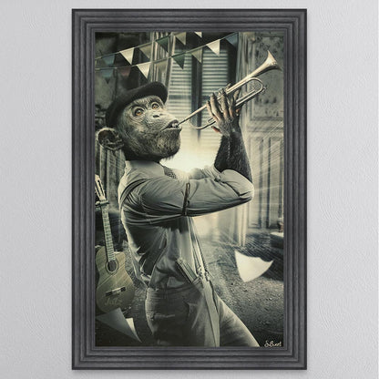 Trumpet Monkey Framed Wall Art