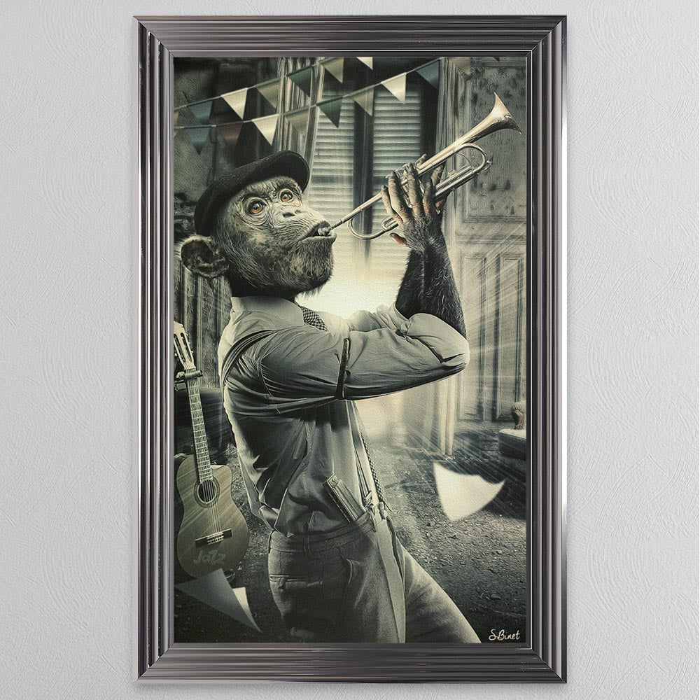 Trumpet Monkey Framed Wall Art