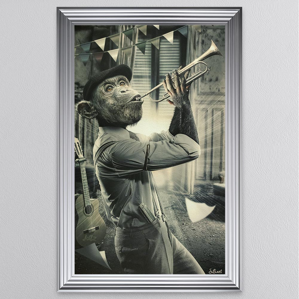 Trumpet Monkey Framed Wall Art