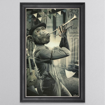 Trumpet Monkey Framed Wall Art