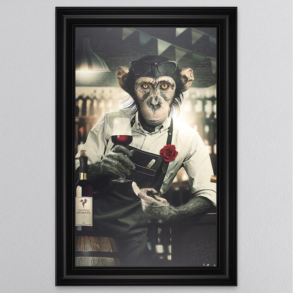 Wine Monkey Framed Wall Art