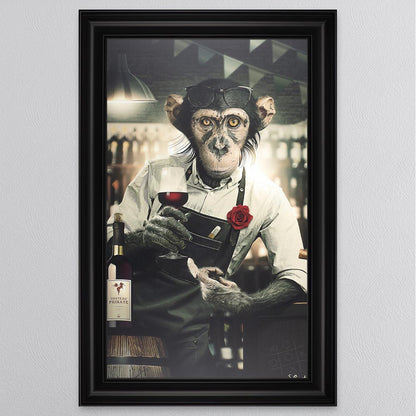 Wine Monkey Framed Wall Art