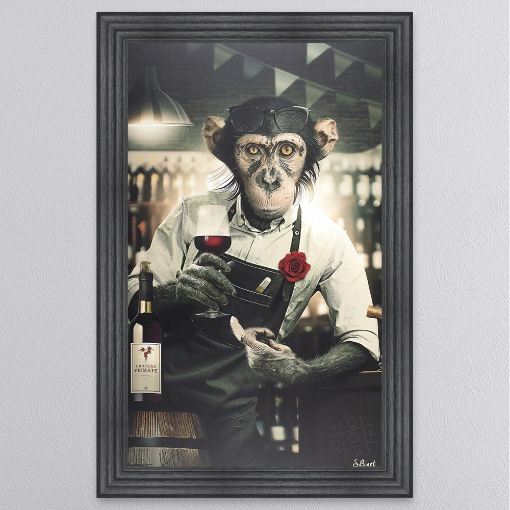 Wine Monkey Framed Wall Art