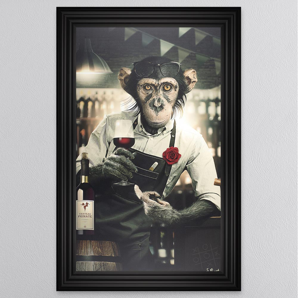 Wine Monkey Framed Wall Art