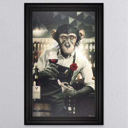 Wine Monkey Framed Wall Art