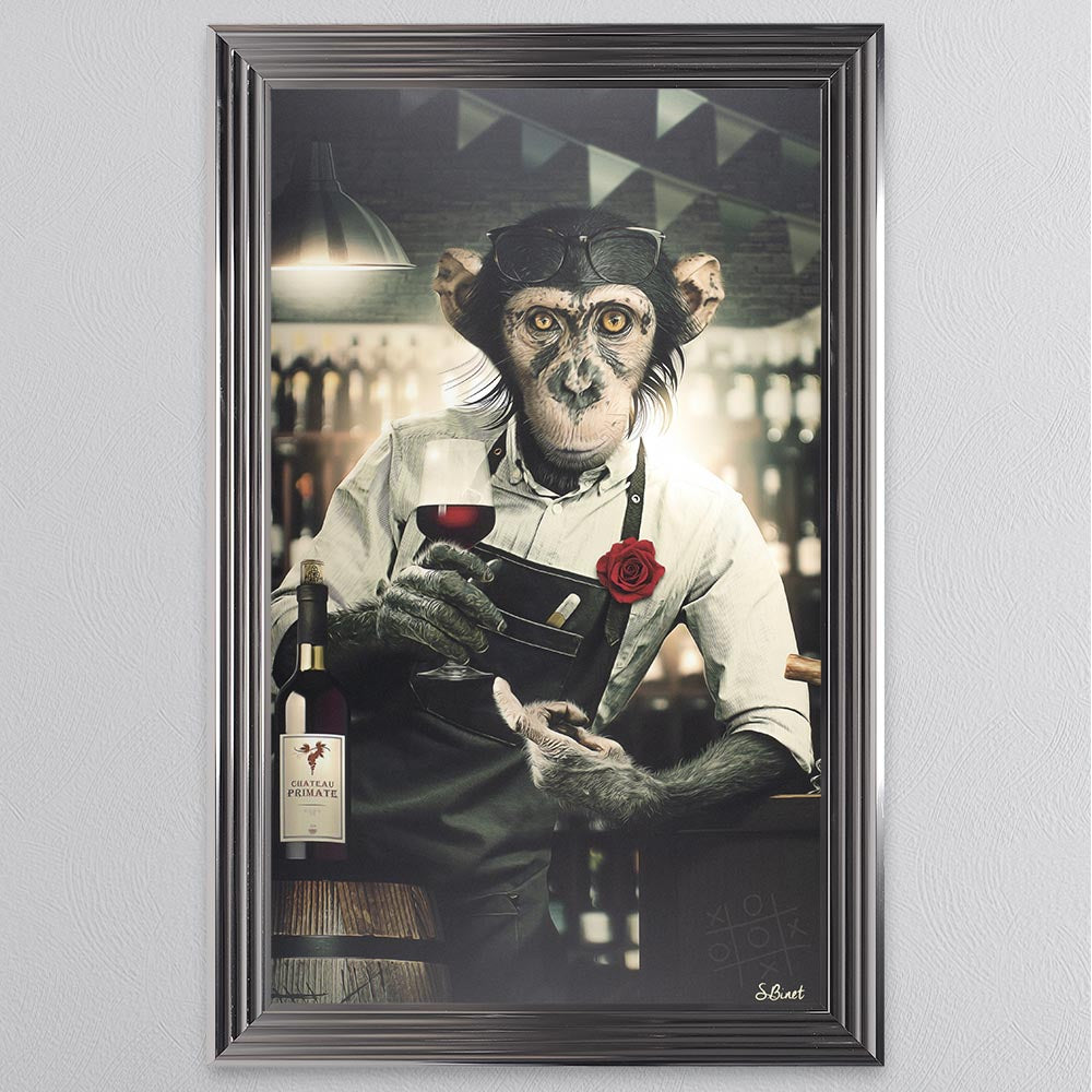 Wine Monkey Framed Wall Art
