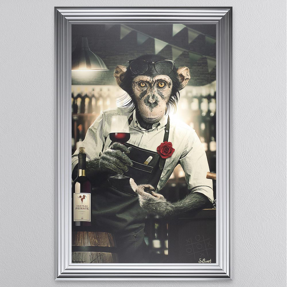Wine Monkey Framed Wall Art