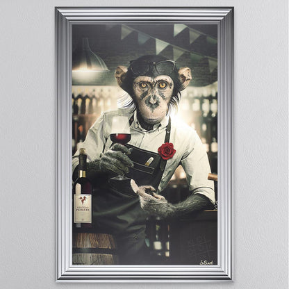 Wine Monkey Framed Wall Art
