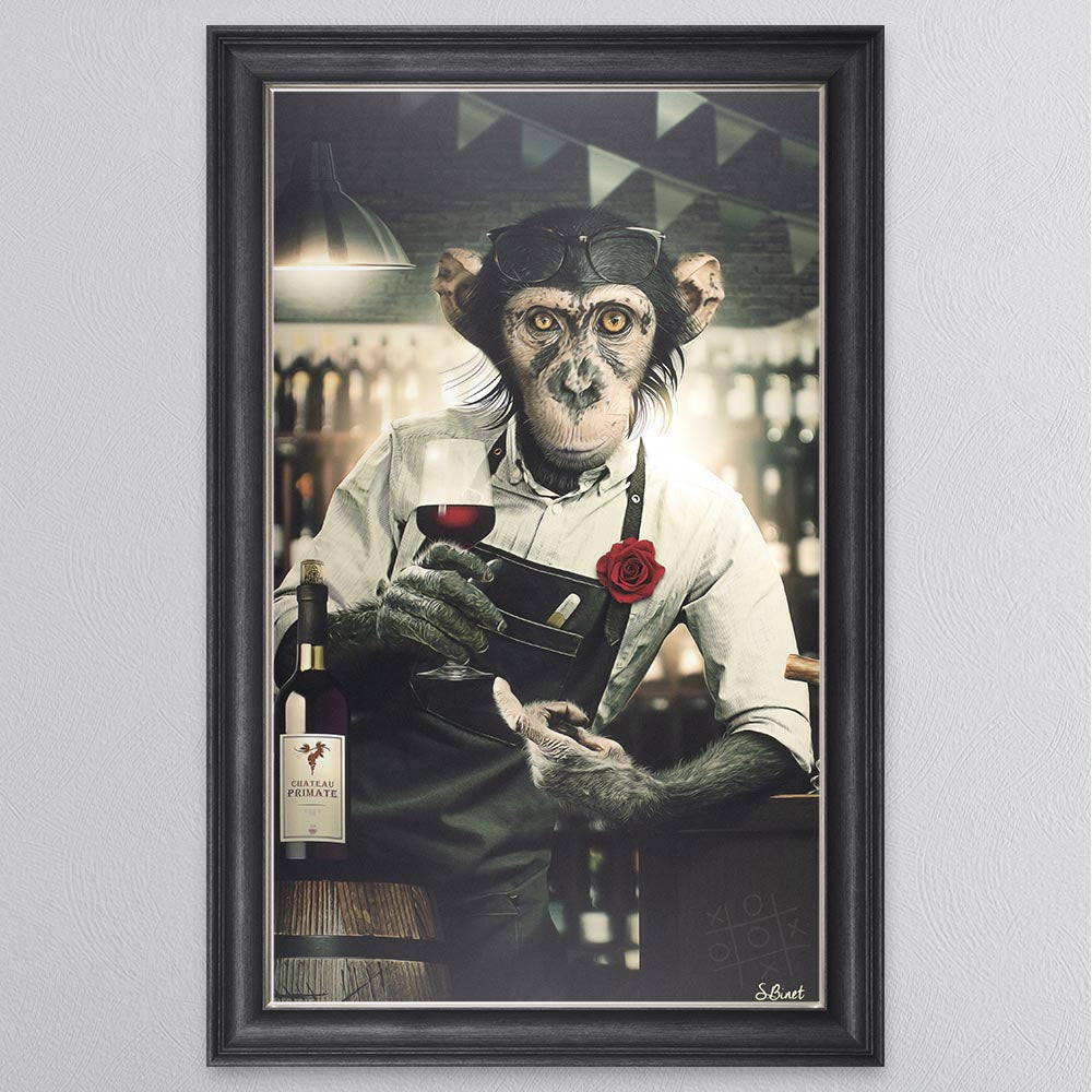 Wine Monkey Framed Wall Art