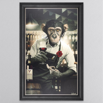 Wine Monkey Framed Wall Art