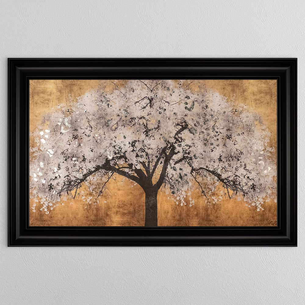 Silver Blossom Tree with Silver foil Framed Wall Art