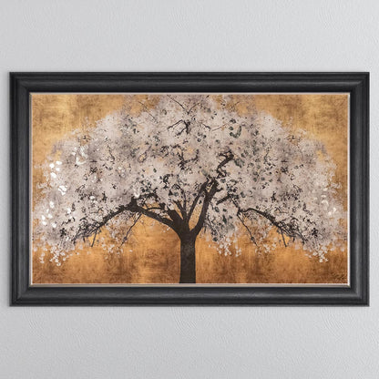 Silver Blossom Tree with Silver foil Framed Wall Art