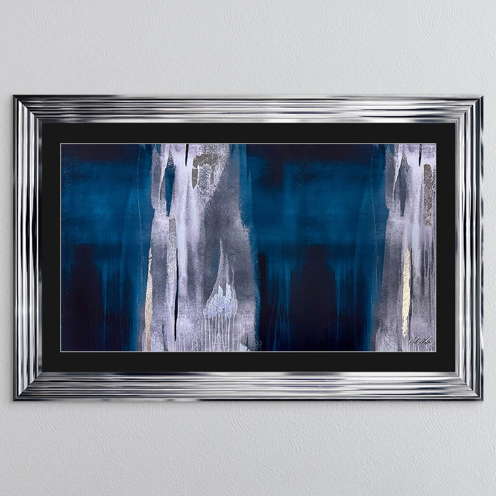 Teal Abstract with Black Mount Framed Wall Art
