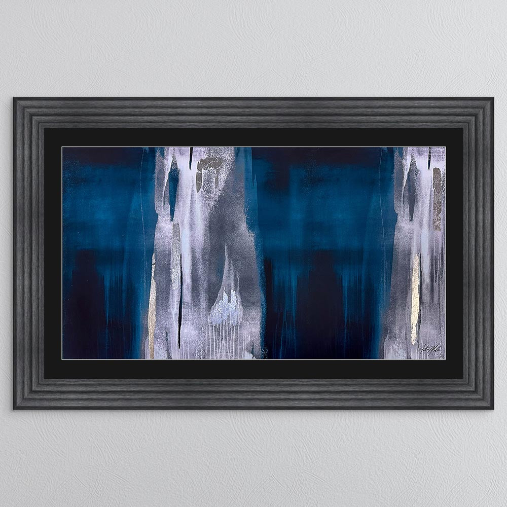 Teal Abstract with Black Mount Framed Wall Art