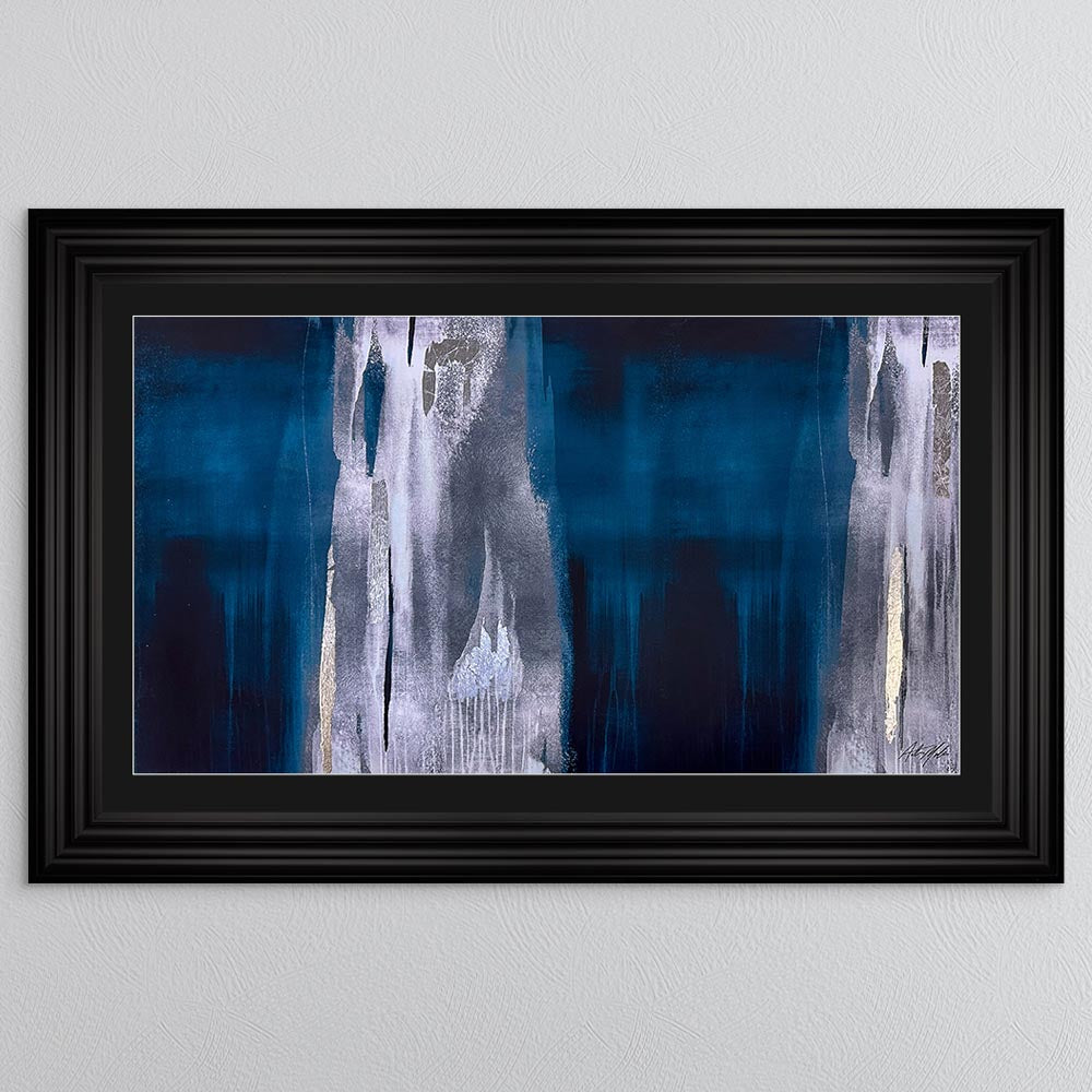 Teal Abstract with Black Mount Framed Wall Art