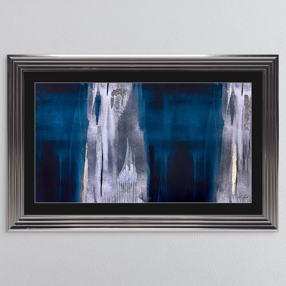 Teal Abstract with Black Mount Framed Wall Art