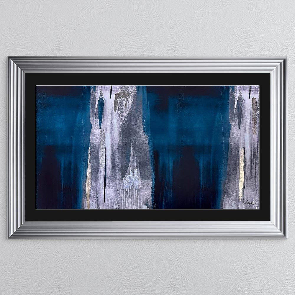 Teal Abstract with Black Mount Framed Wall Art