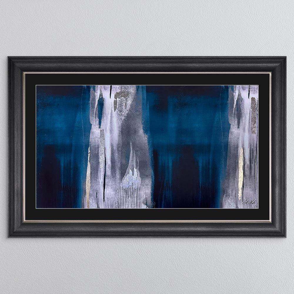 Teal Abstract with Black Mount Framed Wall Art